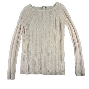 J. Crew Pullover Sweater Women Small Pale Pink Cable Knit Mohair Blend